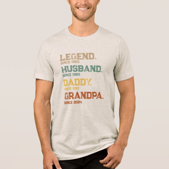 Funny Legend Husband Daddy Grandpa Custom Gift Tri-Blend Shirt (Front)