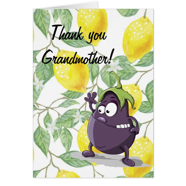 Funny, Lemon and the Eggplant, Thank you Card (Front)