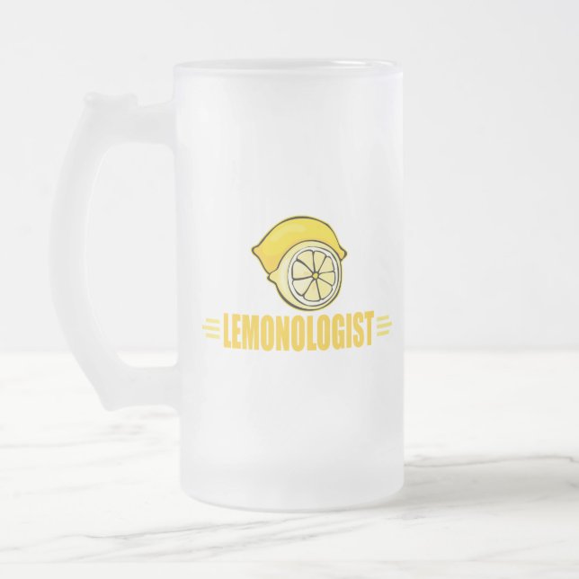 Funny Lemon Frosted Glass Beer Mug (Left)