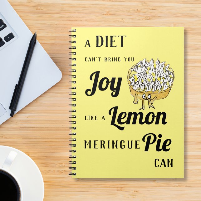 Funny Lemon Meringue Pie Diet Joke Notebook (Funny lemon meringue pie diet joke notebook. Modern typography and cartoon watercolor cake art)