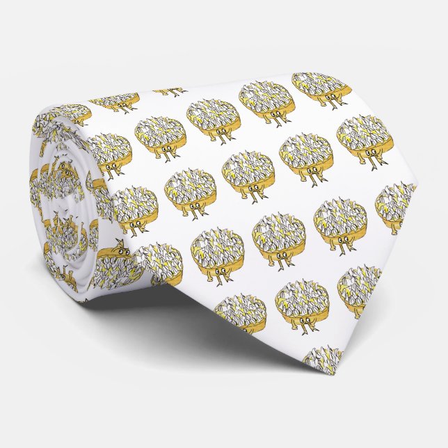 Funny Lemon Meringue Pie Quirky Cute Cartoon Art Tie (Rolled)