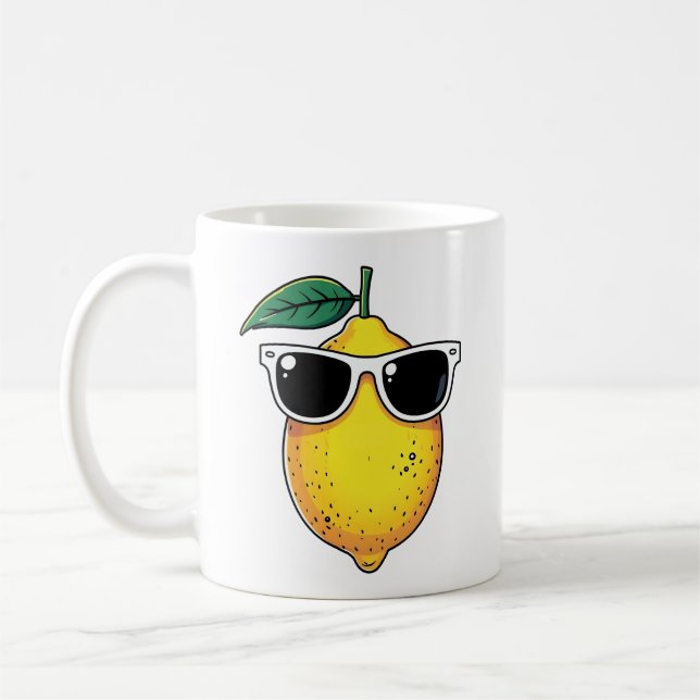 Funny Lemon Sunglasses Coffee Mug (Left)