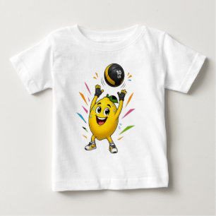 Funny Lemon Weightlifting Cartoon Gym Workout Baby T-Shirt