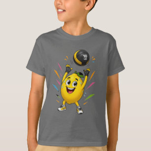 Funny Lemon Weightlifting Cartoon Gym Workout T-Shirt