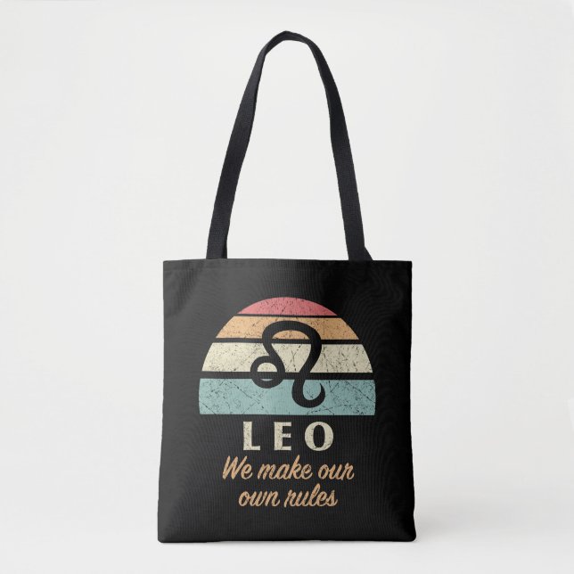 Funny Leo Zodiac Rules Tote Bag (Front)