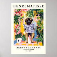Funny Leonberger Art - Dog on Toilet, Matisse