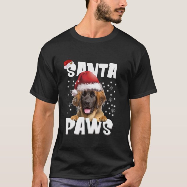 Funny Leonberger Christmas Lights Tree Dog Lover X T-Shirt (Front)
