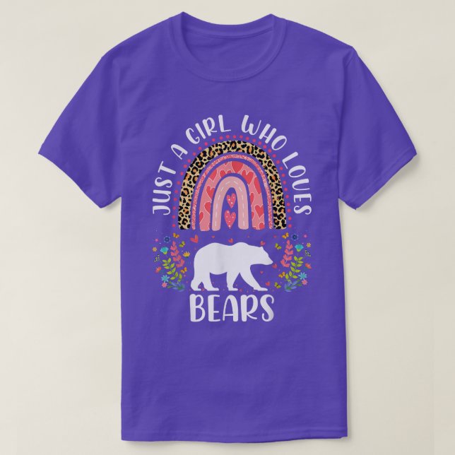 Funny Leopard Just A Girl Who Loves Bears Rainbow  T-Shirt (Design Front)