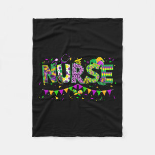 Funny Leopard Mardi Gras Nurse Nursing School Appa Fleece Blanket