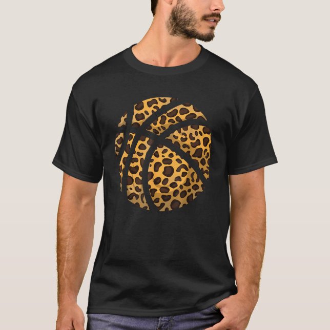 Funny Leopard Print Basketball Gift Cool Best Team T-Shirt (Front)