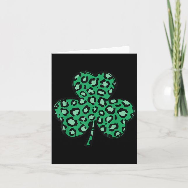 Funny Leopard Print Shamrock St. Patrick's Day Gif Card (Front)