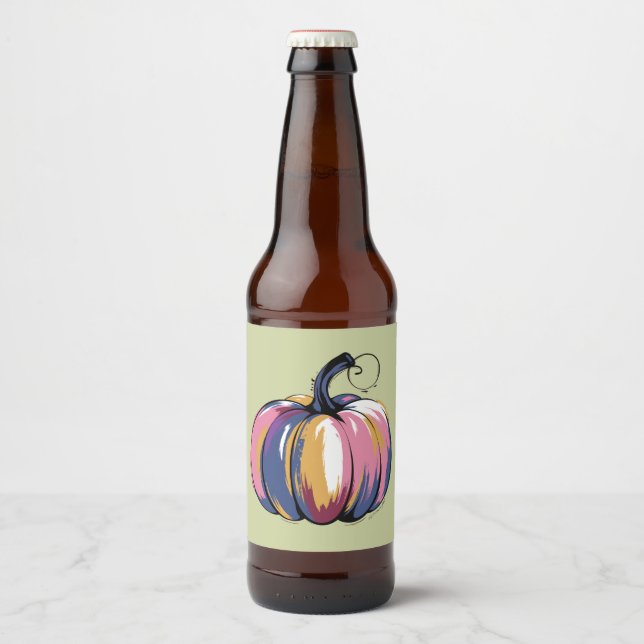 Funny Leopard Pumpkin Halloween Fall  Beer Bottle Label (Front)