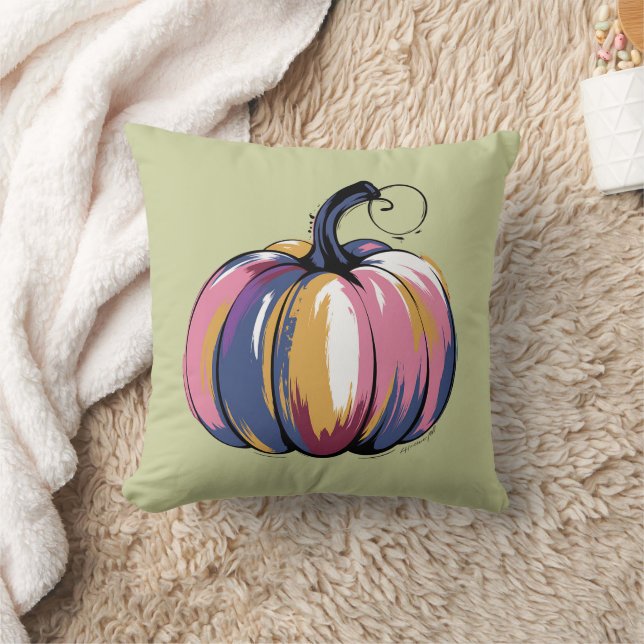 Funny Leopard Pumpkin Halloween Fall  Cushion (Blanket)