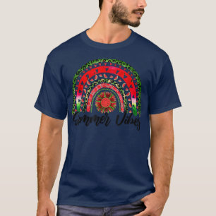 Funny Leopard Sunflower Watermelon Boho Rainbow Su T-Shirt
