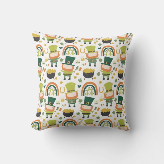 Funny Leprechaun Gift, St. Patrick's Day Pattern Cushion (Front)