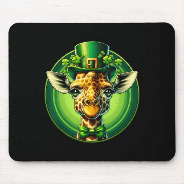 Funny Leprechaun Giraffe St Patricks Day Kids Men  Mouse Mat (Front)