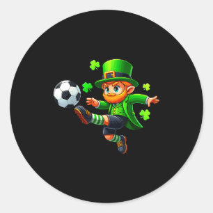 Funny Leprechaun Irish Soccer St Patricks Men Boy  Classic Round Sticker