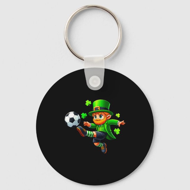 Funny Leprechaun Irish Soccer St Patricks Men Boy  Key Ring (Front)