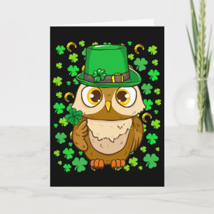 Funny Leprechaun Owl Shamrock St. Patrick's Day _1 Card