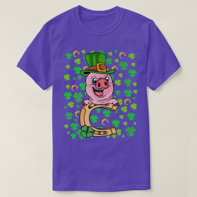 Funny Leprechaun Pig Shamrock St  T-Shirt (Design Front)