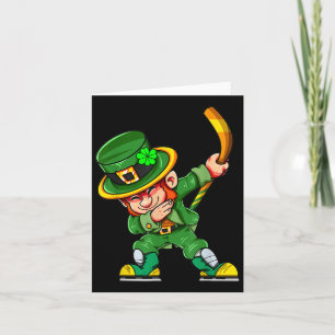 Funny Leprechaun Play Hockey St Patricks Day Sport Card