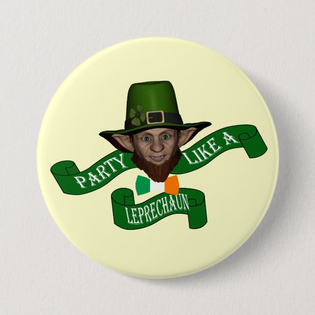 Funny leprechaun St Patrick's day 7.5 Cm Round Badge (Front)