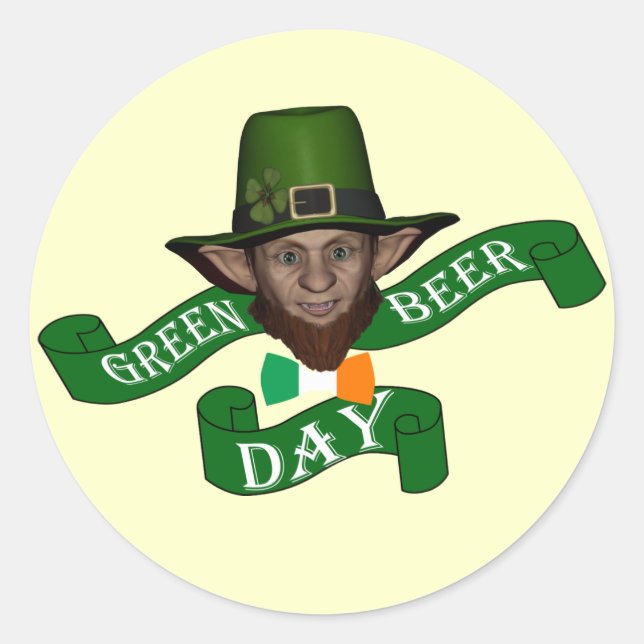 Funny  leprechaun St Patrick's day Classic Round Sticker (Front)