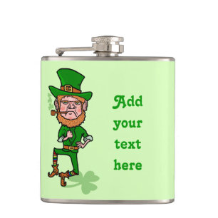 Funny Leprechaun St Patricks Day Personalised Hip Flask