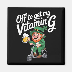 Funny leprechaun vitamin g scooter saying Funny le Magnet