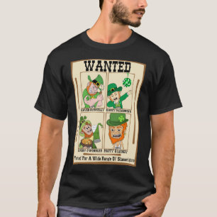 Funny Leprechaun Wanted Poster T-Shirt