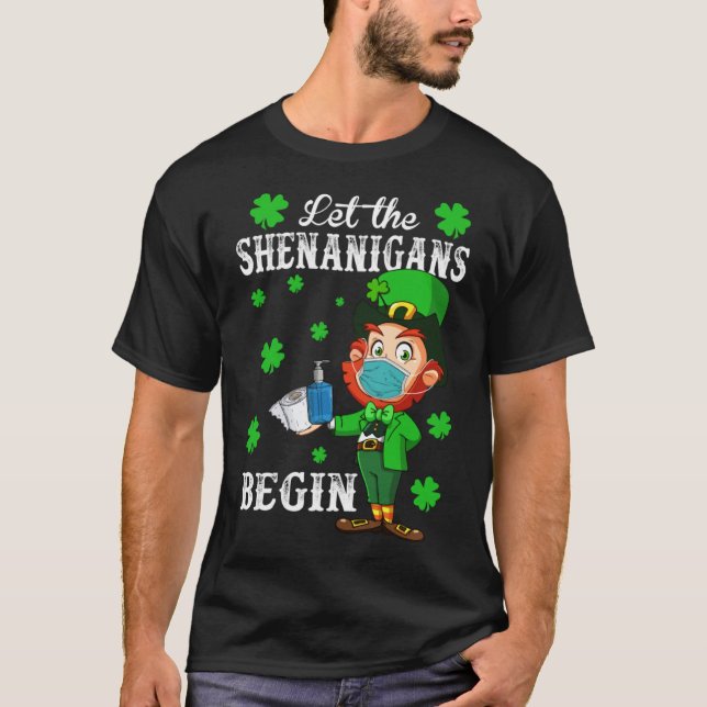 Funny Leprechaun Wearing Mask - Green St Patrick's T-Shirt (Front)