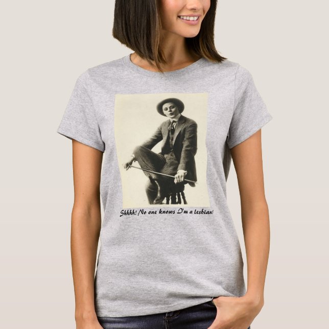 Funny Lesbian Self-Outing Vintage Image T-Shirt (Front)