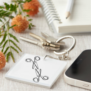 Funny Lesbian Two Scissors Sapphic  Key Ring