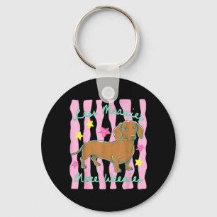 Funny Less Meanies More Weenies Tie Dye Dachshund Key Ring