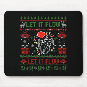 Funny Let It Flow Anatomy Heart Cardiac Nurse Grou Mouse Mat