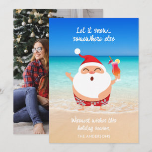 Funny "Let It Snow" Florida Beach Santa Christmas  Holiday Card