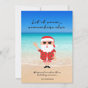 Funny Let it Snow Florida Santa Beach Christmas Holiday Card