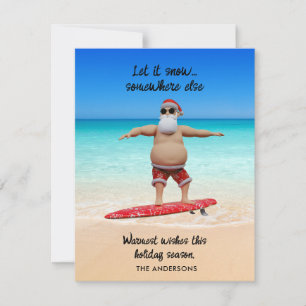 Funny Let It Snow Florida Santa Surfing Holiday 