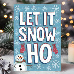 Funny Let It Snow Ho Snowman Christmas Holiday Card<br><div class="desc">Bring laughter to the holiday season with this cheeky Christmas card featuring the phrase "Let It Snow Ho" in bold, playful lettering. Complete with a smiling snowman, mittens, and a flurry of snowflakes, this humourous card is perfect for friends, coworkers, or anyone with a fun sense of humour. Spread joy...</div>