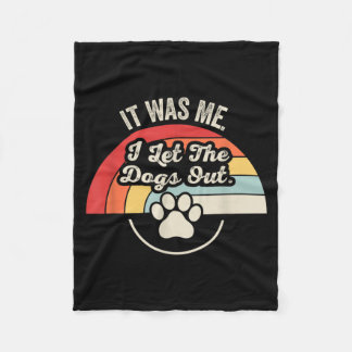 Funny Let The Dogs Out Retro Rainbow Dog Lover Fleece Blanket