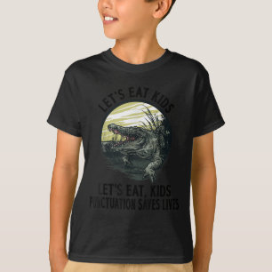 Funny Lets Eat Kids Punctuation Saves Lives Gramma T-Shirt