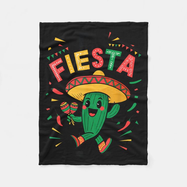 Funny Lets Fiesta Cactus Cinco Mayo Mexican Boy To Fleece Blanket (Front)