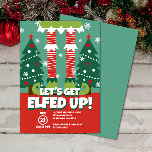 Funny Lets Get Elfed Up Christmas Party Invitation