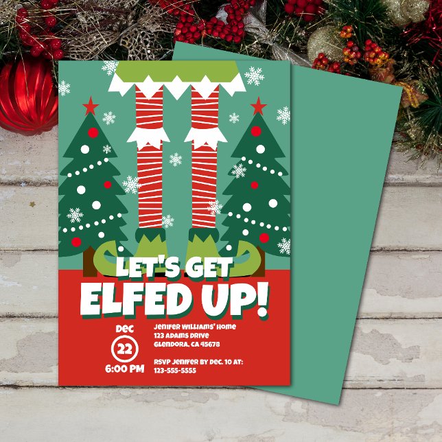Funny Lets Get Elfed Up Christmas Party Invitation (Creator Uploaded)