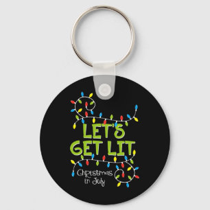 Funny Let's Get Lit Christmas In July Shirt Summer Key Ring