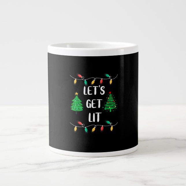 Funny Let's Get Lit Christmas Lights Holidays Large Coffee Mug (Front)