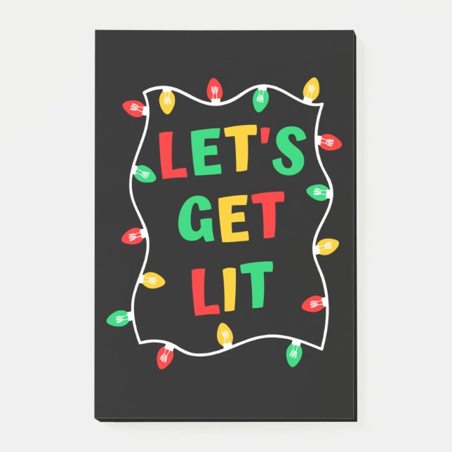 Funny Let's Get Lit Christmas Post-it Notes (Front)