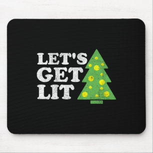 Funny Lets Get Lit Christmas Tree Retro Ugly Party Mouse Mat