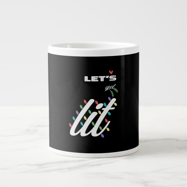 Funny Let's Get Lit Holiday Family Love Large Coffee Mug (Front)