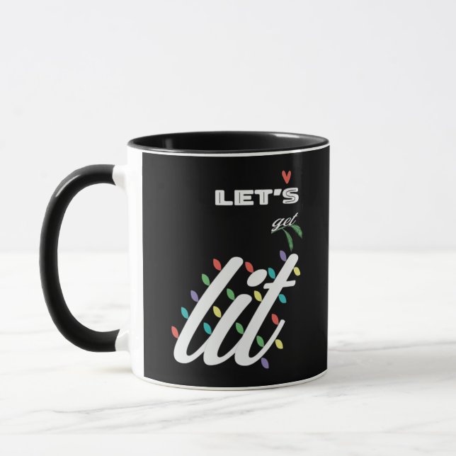 Funny Let's Get Lit Holiday Family Love Mug (Left)